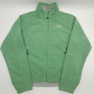 North Face Jacket Women S Green Full Zip Soft Shell Fleece Lined Hike Gorpcore
